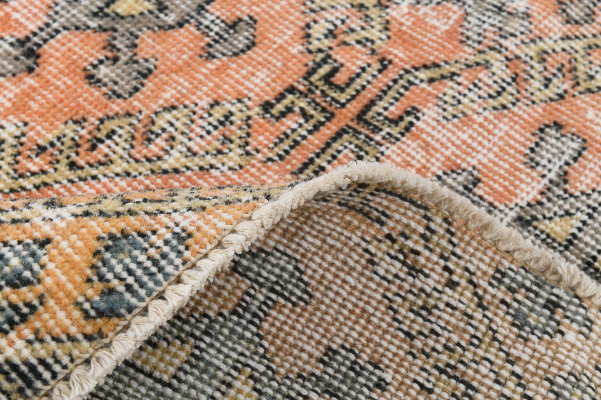 7x10 Pumpink Orange & Black Persian Rug, 208x316Cm