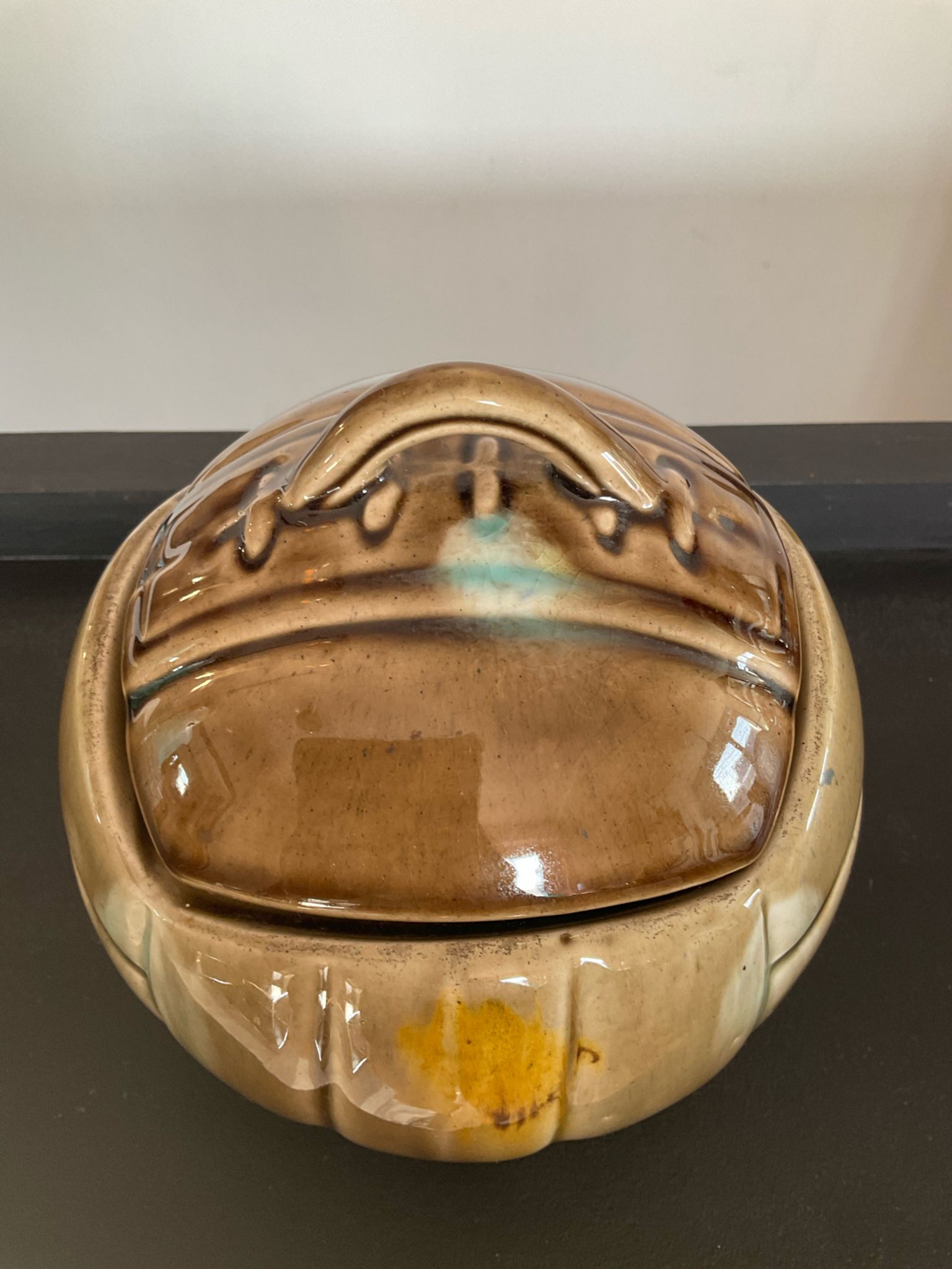 Pot vintage ballon en céramique émaillée