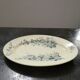 Old flat oval earthenware longwy cute blue/green birds iron earth Length 35 cm