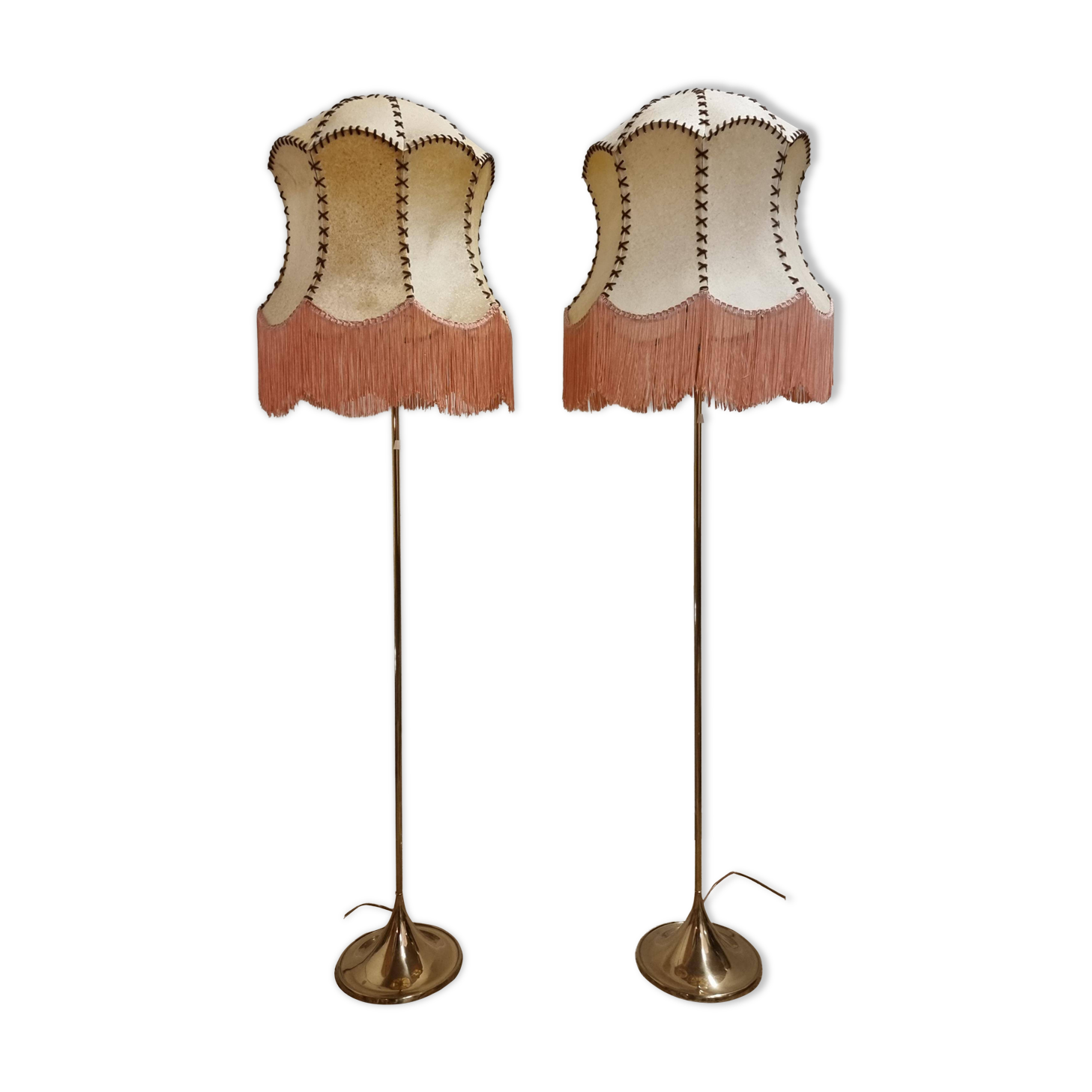 Pair of Bergboms floor lamps, G-024, brass, modern Scandinavian / mid-century style.