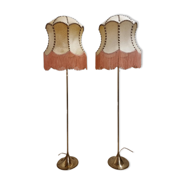 Pair of Bergboms floor lamps, G-024, brass, modern Scandinavian / mid-century style.