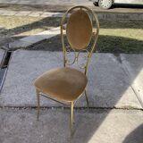 Vintage italian brass dining chairs and table by paolo salice, 1970s, set of 5