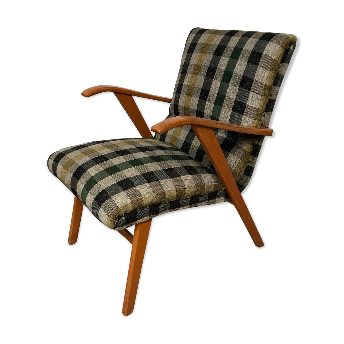 Vintage scottish plaid chair, 60s