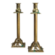 Pair of Antique French copper candlesticks in Baroque style, 1900s