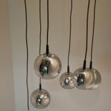 Chromium chandelier waterfall 6 suspensions 1970