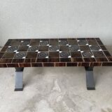 Table basse faïence et fer forgé mid century