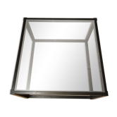 Square coffee table or end of sofa glass and black wood
