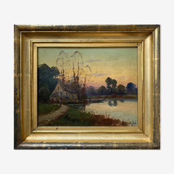 Painting "Impressionist landscape" signed Glibert, pseudo Karl Kaufmann 1843-1905