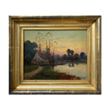 Tableau "Paysage impressionniste" signé Glibert, pseudo Karl Kaufmann 1843-1905