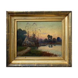 Painting "Impressionist landscape" signed Glibert, pseudo Karl Kaufmann 1843-1905