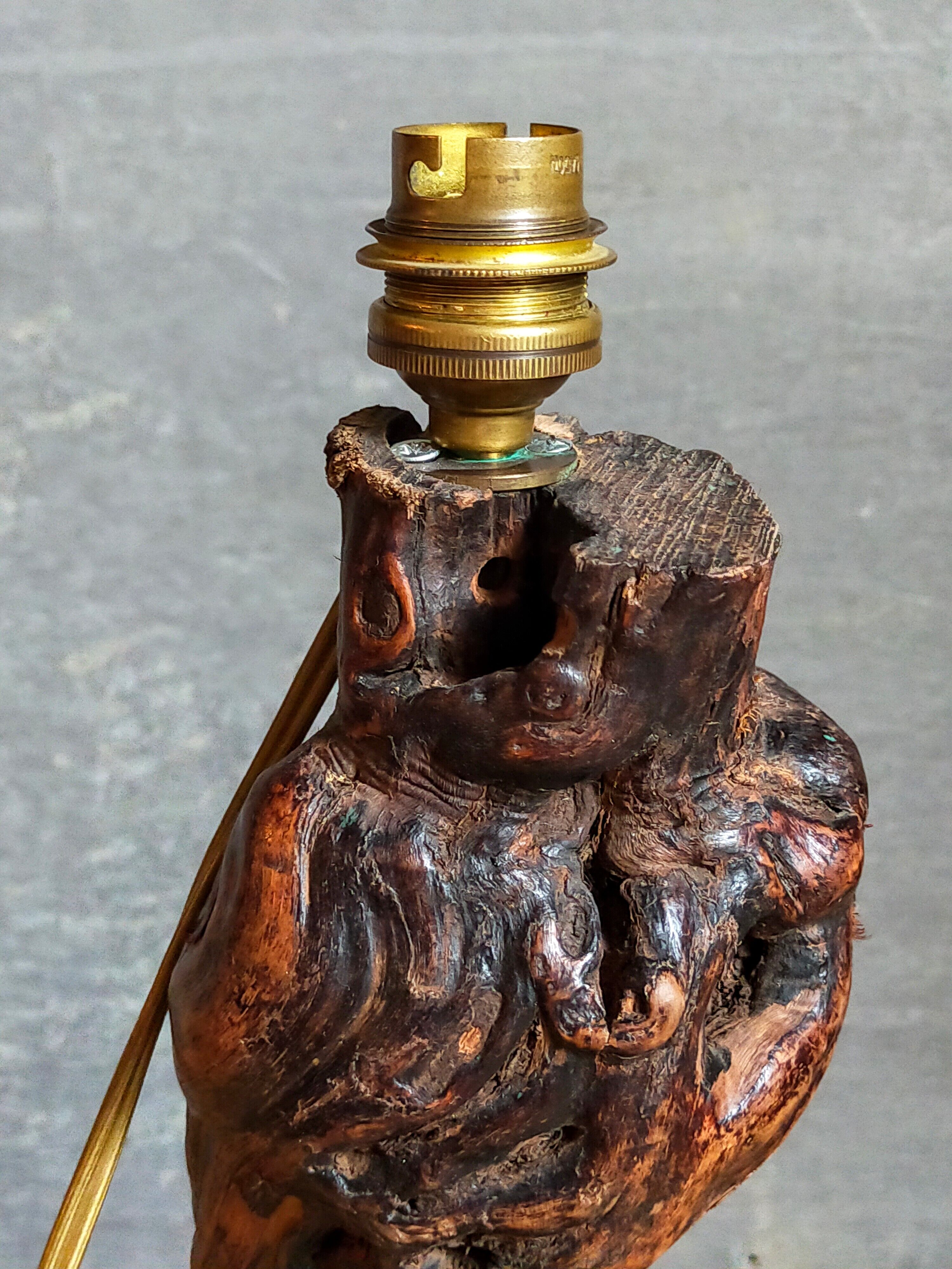 Pied de lampe bois cep de vigne Art-populaire ancien