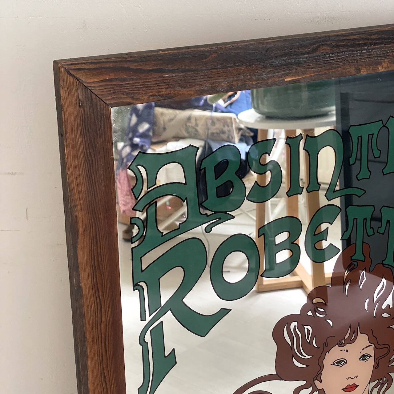 Advertising painted mirror Absinthe Robette Art Nouveau