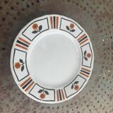 Set of 6 flat plates, Art Deco, Monaco model, K & G Lunevile,