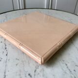 Pink earthenware trivia with bamboo effect Digoin Sarreguemines 50s