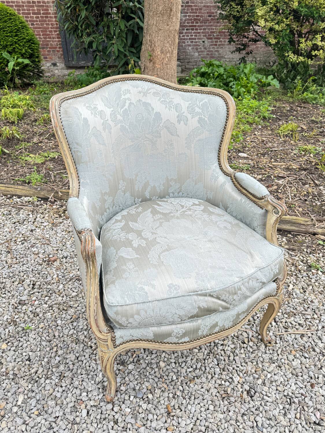 Large bergère in lacquered wood louis xv style xix eme century