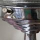 Antique lamp with a glass globe in Holophane style and chrome metal.