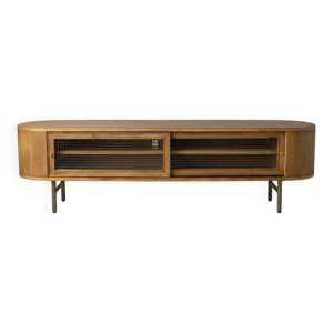 Meuble TV en bois avec - portes coulissantes