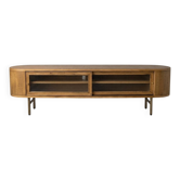 Meuble TV en bois avec portes vitrées coulissantes