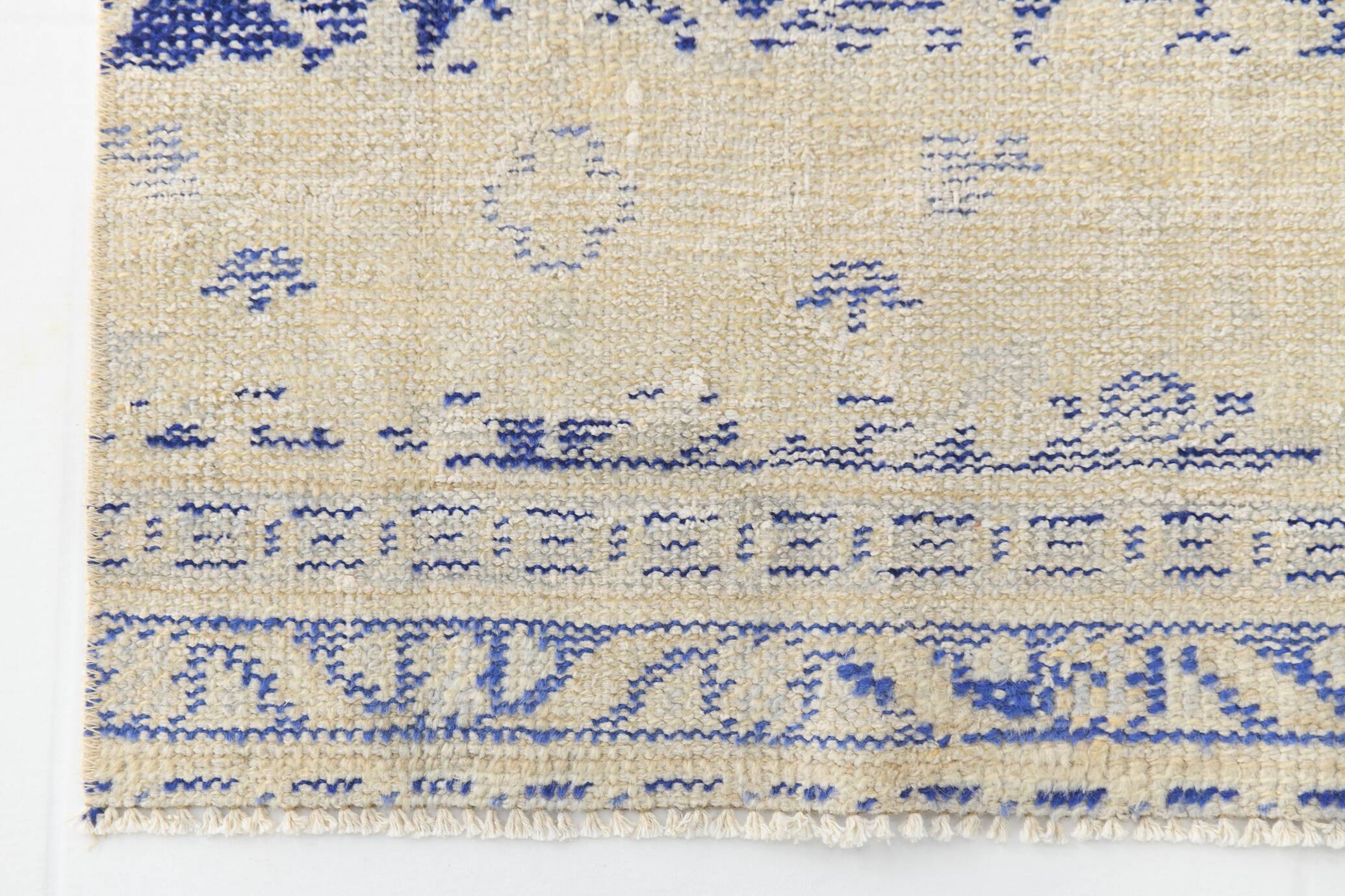 3x12 Blue & Beige Antique Vintage Runner Rug, 80x369Cm SK 23836