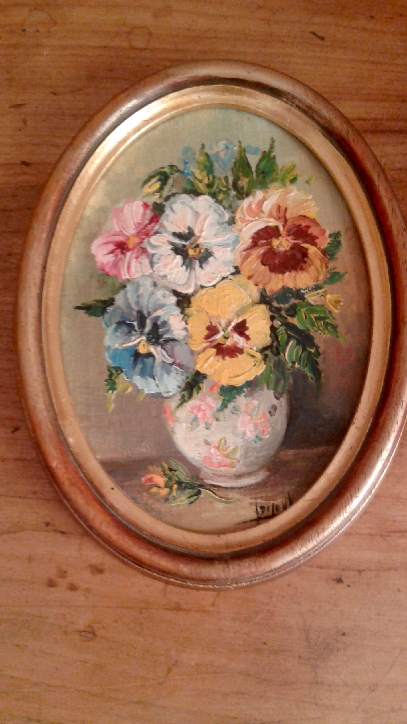 Painting tables oil bouquets of flowers