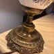 Vintage lamp, painted porcelain with blue flowers and brass