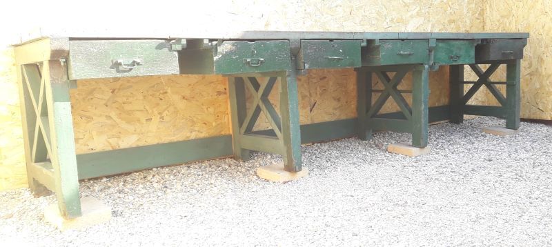 Établi industriel d'atelier 4m ancien