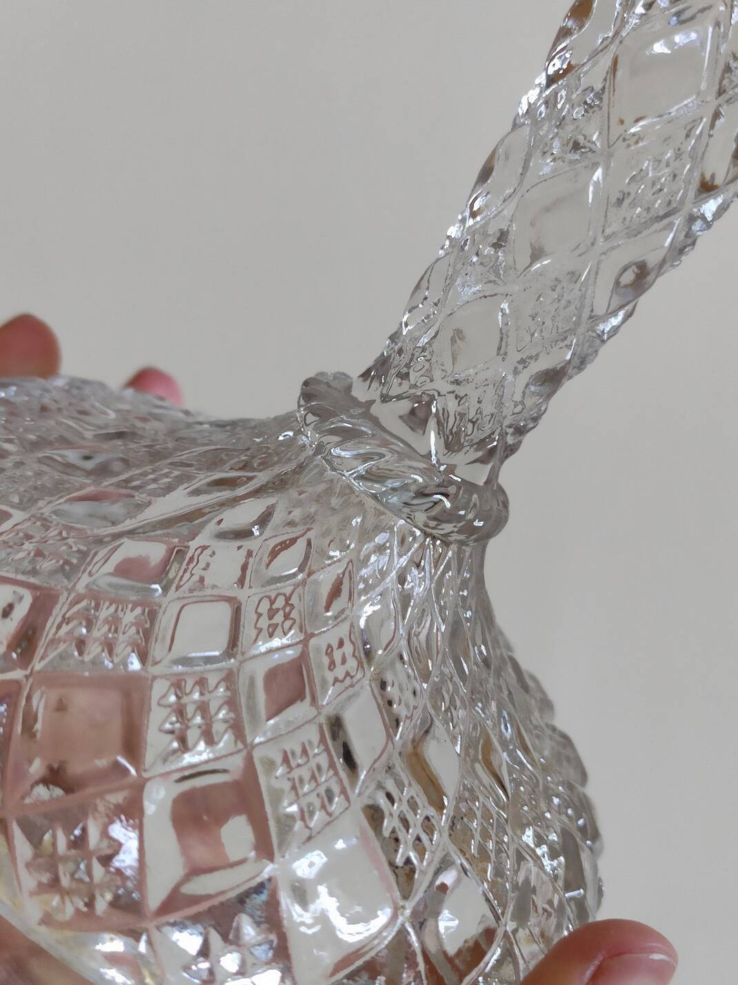 Large molded glass candle holder