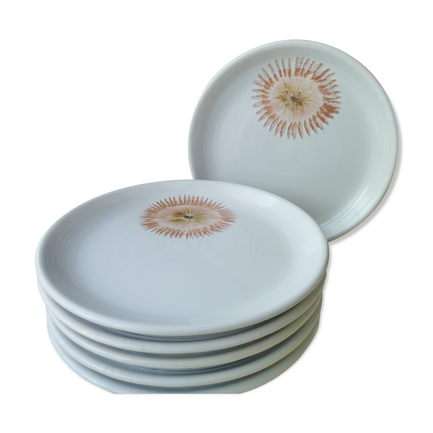 Set of 6 Flat Plates Faïence de St Amand 1713 Vintage 70s