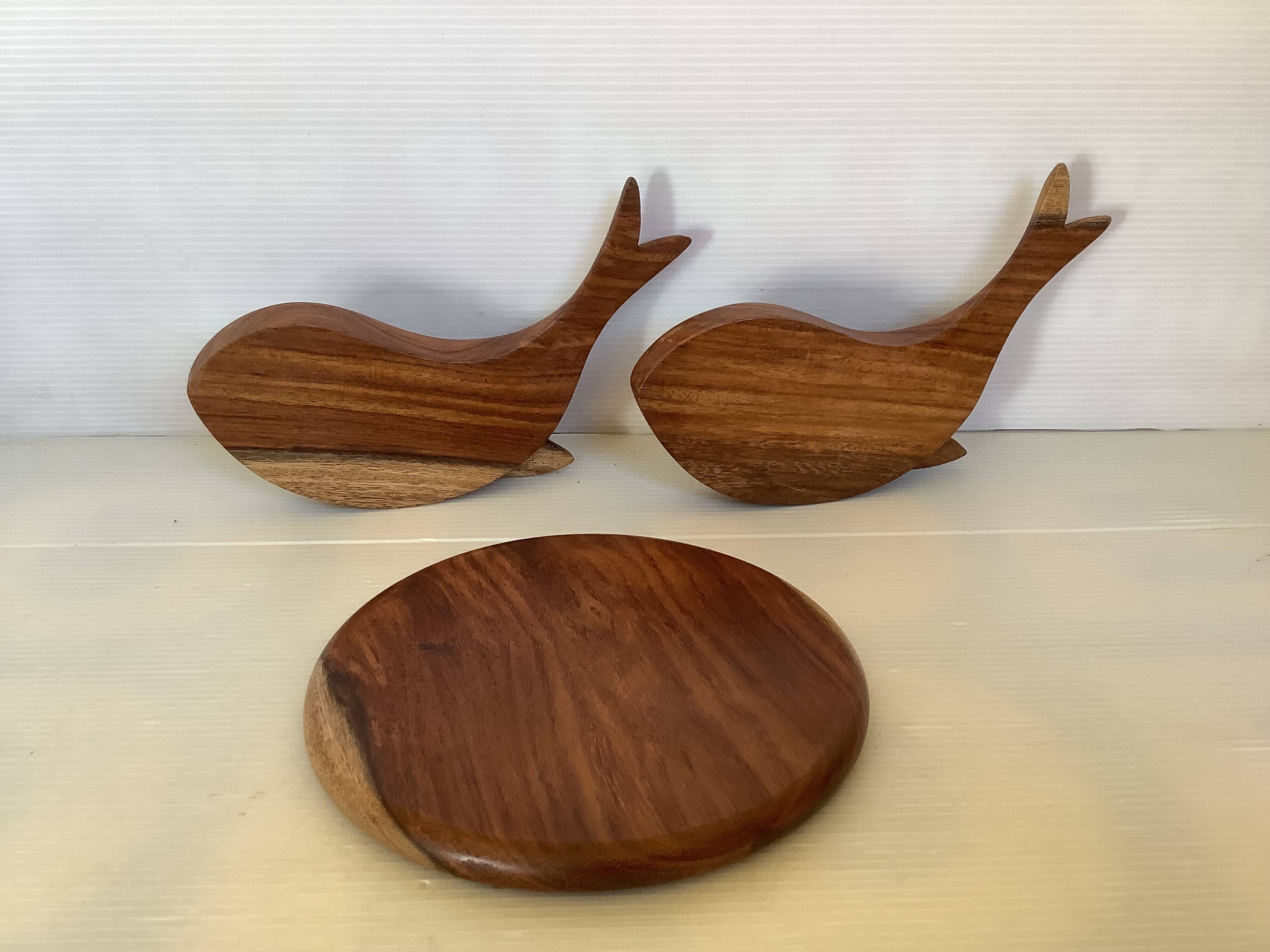 Trio de coupelles poissons en bois