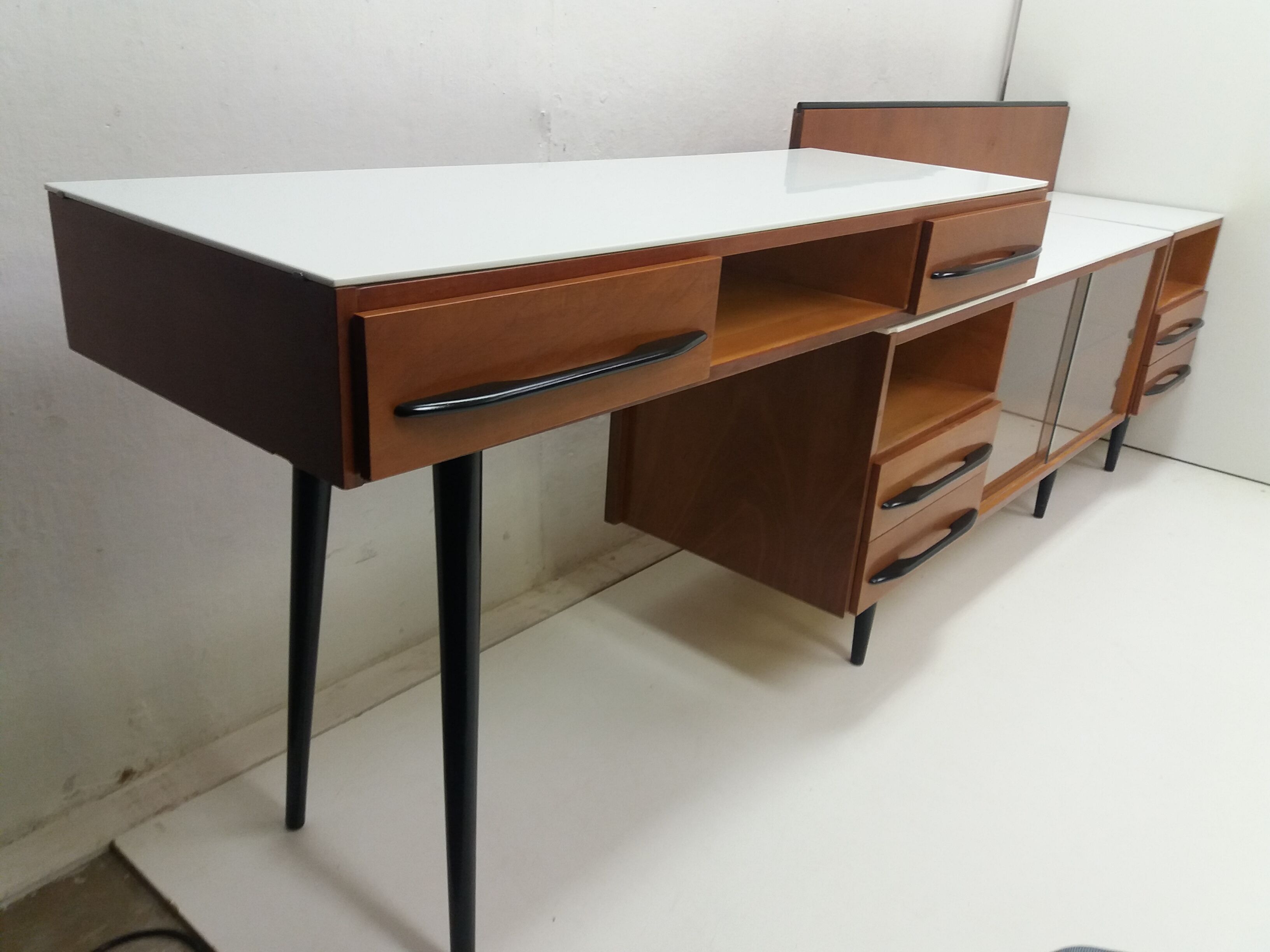 Chest of drawer and writing desk designed by Mojmít Požár, 1960's.