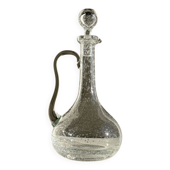 Large transparent glass carafe with a Biot stopper H32 D14.5