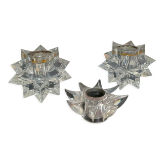 Trio of vintage star candle holders in plexiglass