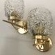 Pair of glass and brass wall lamps
