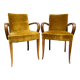 Pair of fabric bridge armchairs mid-century 1950 no club chesterfield