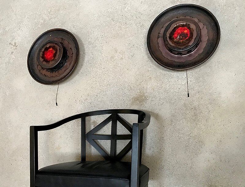 Modernist Scandinavian ceramic art wall lights or sconces, 1960s, set of 2