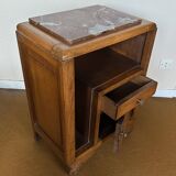 Art Deco bedside table in wood and pink marble