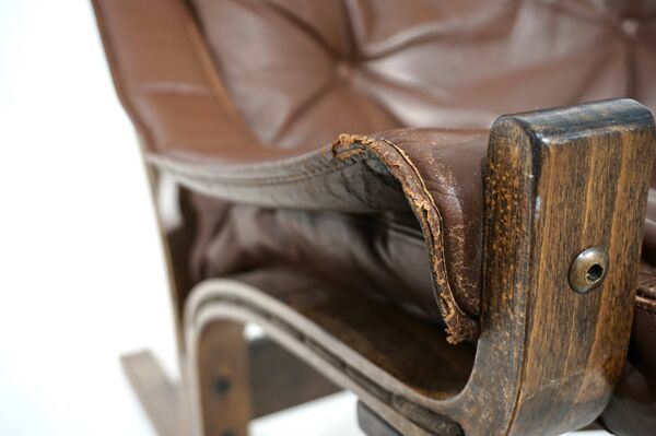 Fauteuil lounge en cuir Westnofa Siesta par Ingmar Relling, 1960