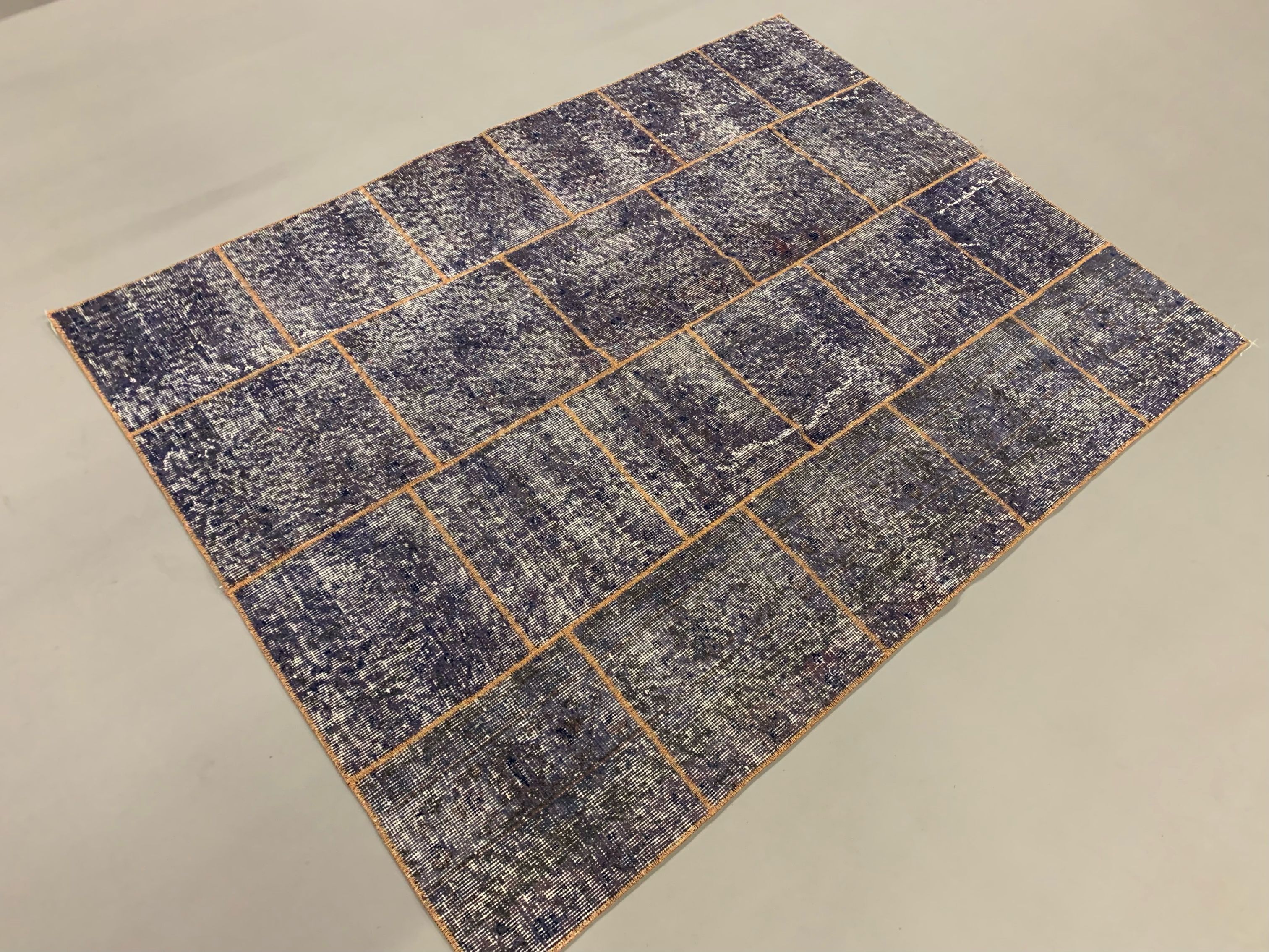 Distressed vintage turkish patchwork rug 178x133 cm wool medium