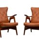 Teak Faux Leather Lounge chairs 1960s Holland