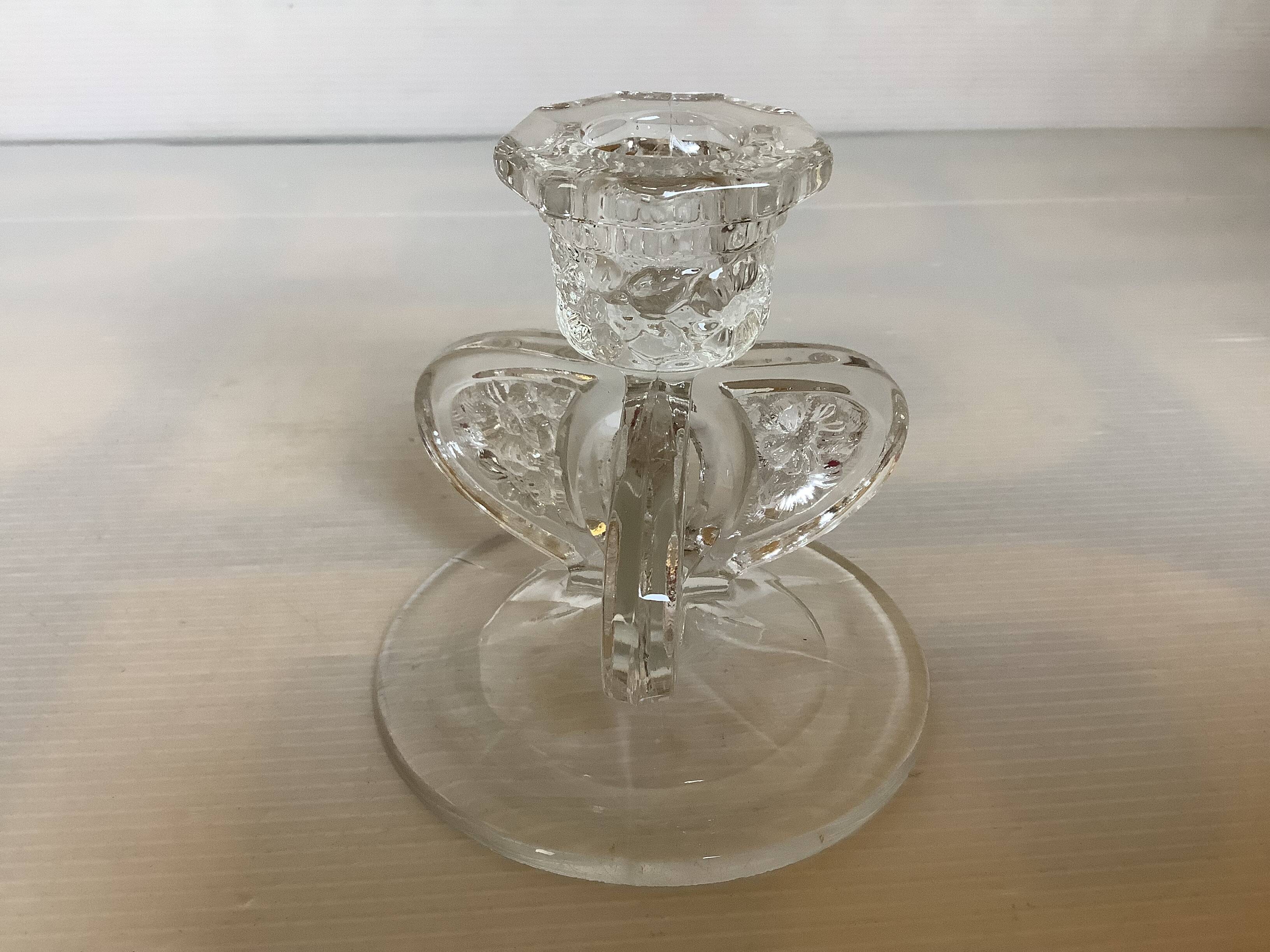 Candle holders flowers butterfly wings moulded glass