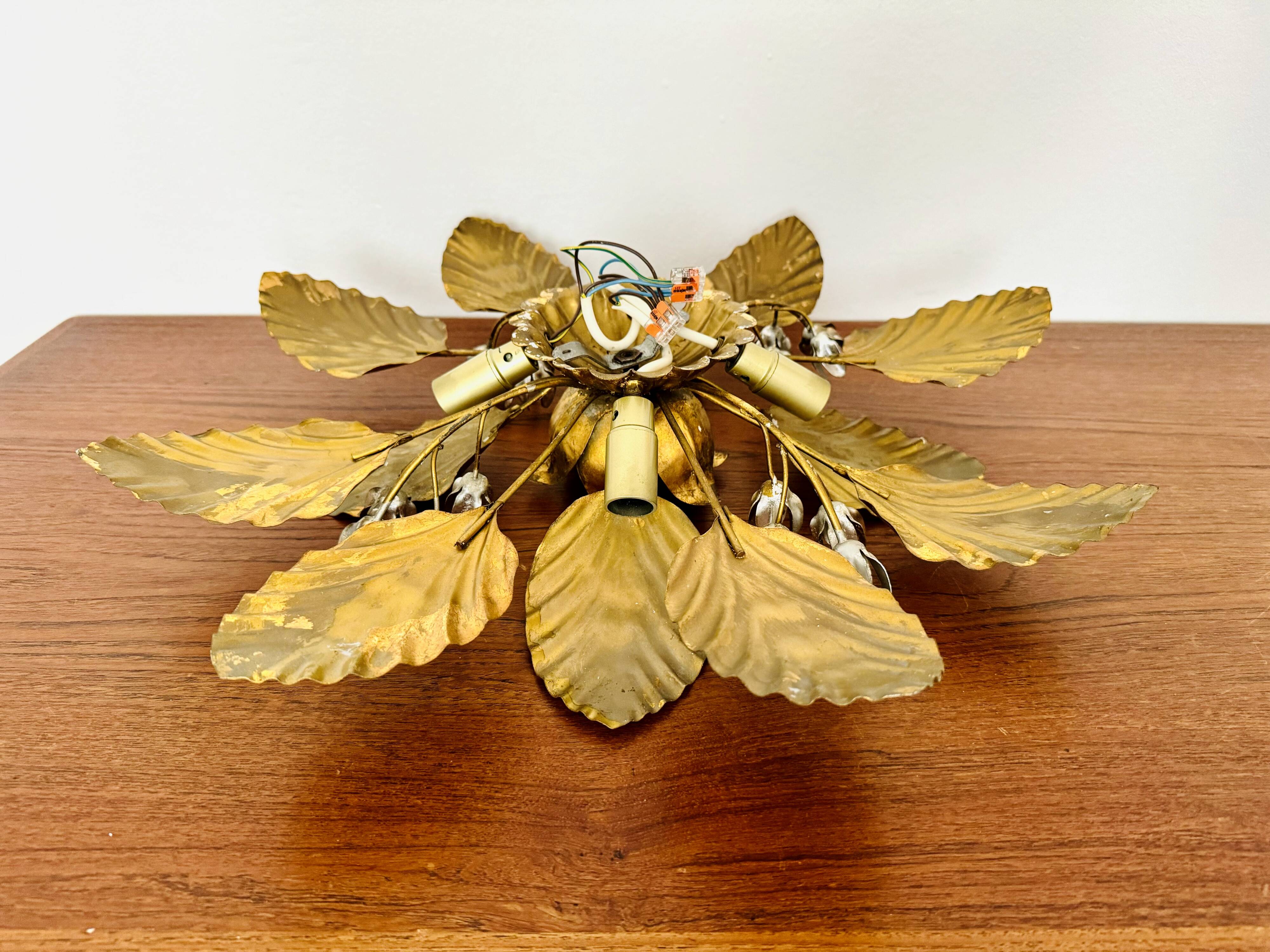 Floral Hollywood Regency Wall or Ceiling Lamp by Hans Kögl