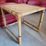Small square bamboo side table - vintage