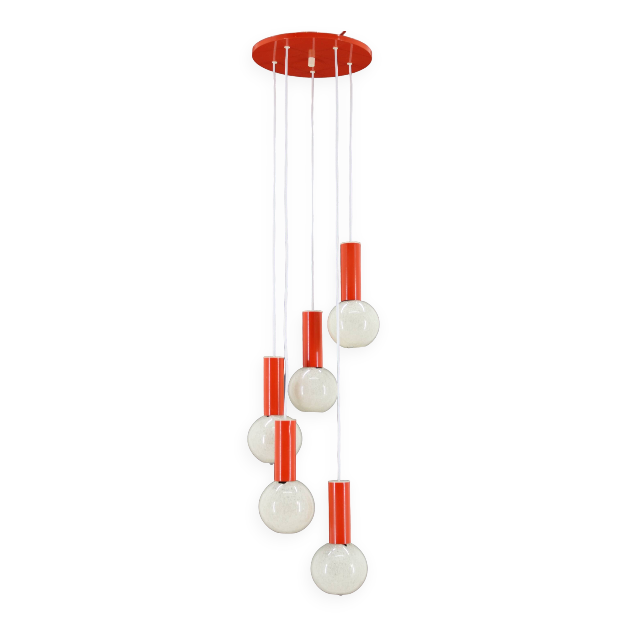 1970s Cascade Chandelier with Plastic Shades by Pokrok Zilina, Czechoslovakia