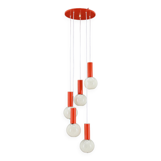 1970s Cascade Chandelier with Plastic Shades by Pokrok Zilina, Czechoslovakia
