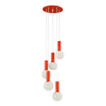 Lustre Cascade des années 1970 avec abat-jour en plastique par Pokrok Zilina, Tchécoslovaquie