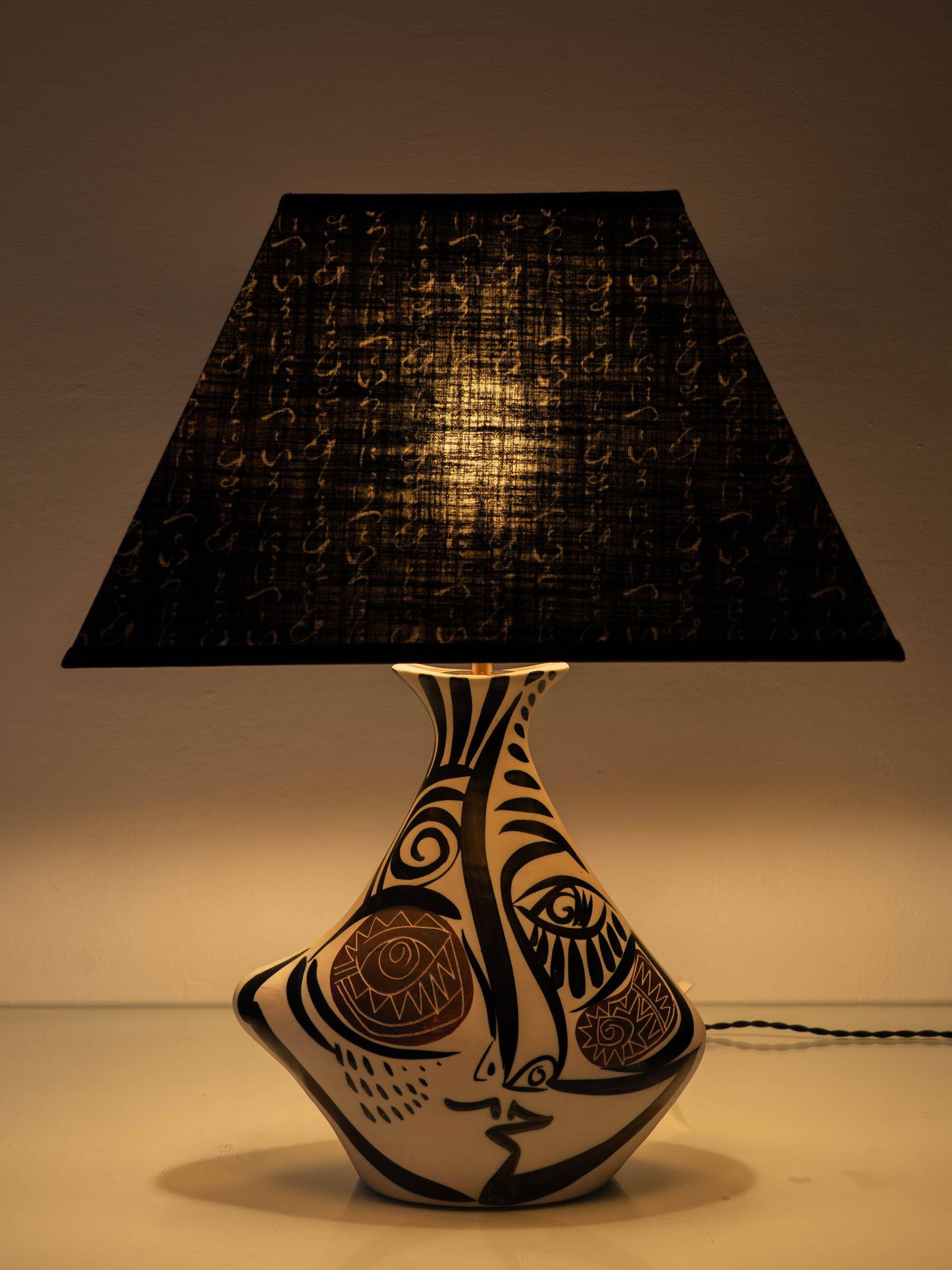 Lampe de table cubiste en céramique style Picasso espagnol Otero Regal