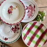 Set of 12 mismatched antique soup plates