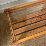 Vintage pine and glass coffee table