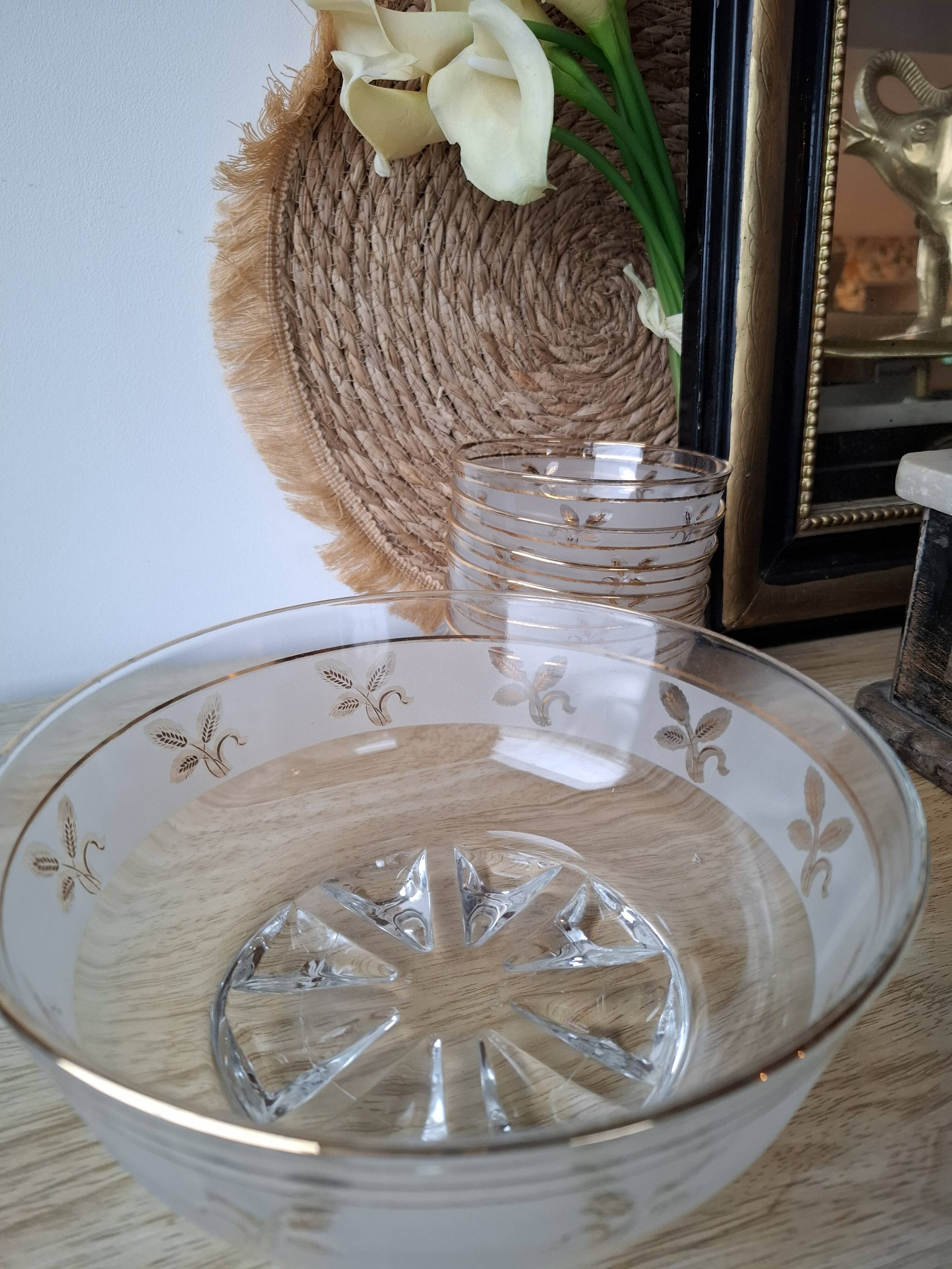 Vintage dessert service in cut glass