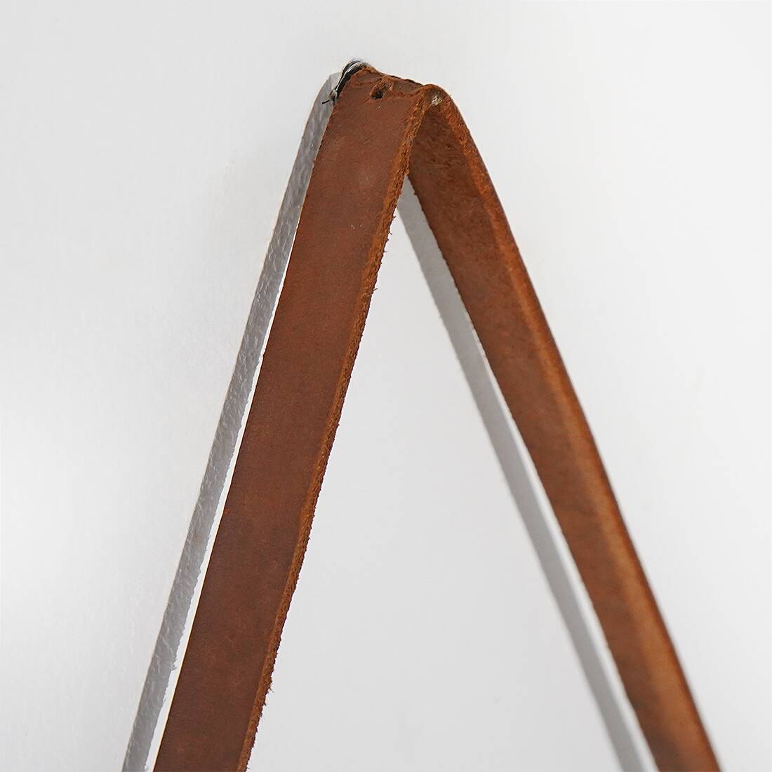 Round wall mirror with leather strap, 1960s